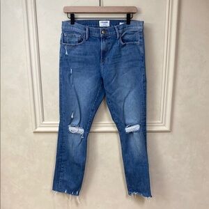 Frame Le Boy Tisbury Distressed Cropped Jeans size 30